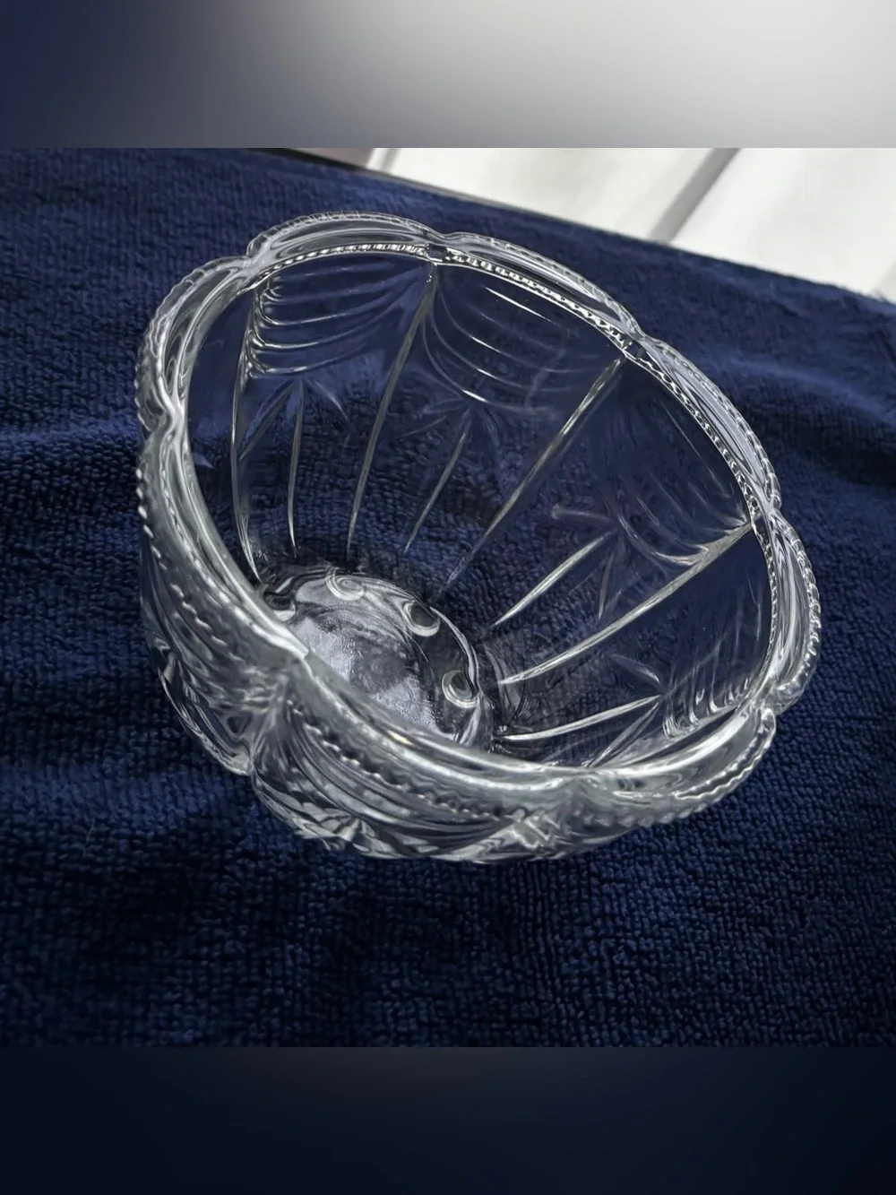 Vintage KIG Indonesia Clear Glass Scalloped Swag Bowl Candy Dish